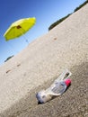 Swimming goggles on a sunny beach Royalty Free Stock Photo