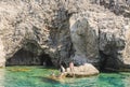 Swimming in the Gulf of Afandou (Afandou Bay). Rhodes Island.