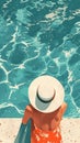 a swimming holiday illustration with an attractive woman in a hat lounging in the pool Royalty Free Stock Photo