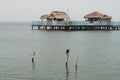 Swimming houses in a lake in Keta in Ghana