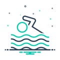 Mix icon for Swimming, natation and swim Royalty Free Stock Photo