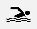 Swimming Icon Swim Swimmer Man Stick Figure Sport Athlete Vector Icon Royalty Free Stock Photo
