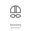 swimming icon vector from sport equipment collection. Thin line swimming outline icon vector illustration. Linear symbol for use Royalty Free Stock Photo