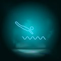 Swimming jump blue neon vector icon. Simple element illustration from map and navigation concept. Swimming jump blue neon vector