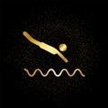 Swimming jump gold, icon. Vector illustration of golden particle