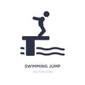 swimming jump icon on white background. Simple element illustration from Sports concept