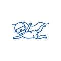 Swimming kid line icon concept. Swimming kid flat  vector symbol, sign, outline illustration. Royalty Free Stock Photo