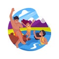 Swimming in a lake isolated cartoon vector illustration. Royalty Free Stock Photo