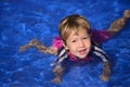 Swimming lessons: Cute baby girl n the pool Royalty Free Stock Photo