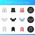 Swimming lessons icons set