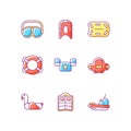 Swimming lessons RGB color icons set Royalty Free Stock Photo