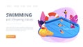 Swimming and lifesaving classes concept landing page.