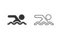 Swimming Line Icon set on white. Vector