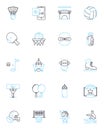 Swimming linear icons set. Butterfly, Backstroke, Breaststroke, Crawl, Diving, Flip turn, Freestyle line vector and