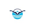 Swimming Logo Design inspiration Royalty Free Stock Photo