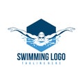 Swimming Logo. Swimmer icon with caption