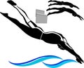 Swimming logo, swimmers athletes isolated on white background Royalty Free Stock Photo