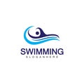 Swimming logo vector illustration design.Swimming Club. Swimmer logo design template Royalty Free Stock Photo