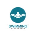 Swimming logo vector illustration design.Swimming Club. Swimmer logo design template Royalty Free Stock Photo