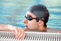 Swimming - male swimmer resting Royalty Free Stock Photo