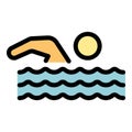 Swimming man icon color outline vector Royalty Free Stock Photo