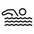 Swimming man icon, outline style Royalty Free Stock Photo