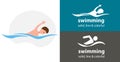 swimming man isolated flat icon. silhouette line solid design element Royalty Free Stock Photo