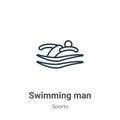 Swimming man outline vector icon. Thin line black swimming man icon, flat vector simple element illustration from editable sports Royalty Free Stock Photo