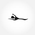 Swimming man silhouette icon Royalty Free Stock Photo