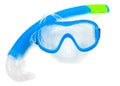 Swimming mask and snorkel on a white background