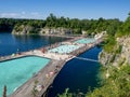 Swimming and paddling pools on Zakrzowek lake. Krakow, Poland Royalty Free Stock Photo