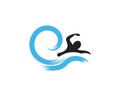 Swimming people logo vector illustration Royalty Free Stock Photo