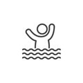 Swimming person line icon