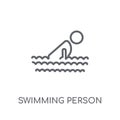 Swimming person linear icon. Modern outline Swimming person logo