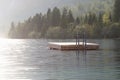 Swimming platform in nature scenery, Lake Bohinj, Slovenia