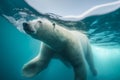 Swimming polar bear, generative ai