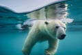 Swimming polar bear, generative ai