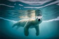 Swimming polar bear, generative ai