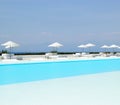 Swimming pool area at ultra modern hotel Royalty Free Stock Photo