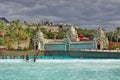 Swimming pool with artificial wave in Siam-park. Tenerife. Royalty Free Stock Photo