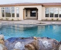 Swimming pool in back yard Royalty Free Stock Photo