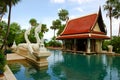 Swimming pool and bar in tradional Thai style Royalty Free Stock Photo