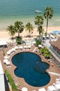 Swimming pool at the beach of popular hotel Royalty Free Stock Photo