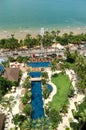 Swimming pool at the beach of popular hotel Royalty Free Stock Photo