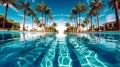 Swimming pool in beautiful scenery, swimming pool in a luxury hotel
