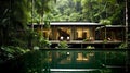 Swimming pool in beautiful scenery, swimming pool in the jungle, swimming pool in a luxury hotel