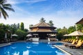 Swimming pool in a beautul tropical resort Royalty Free Stock Photo