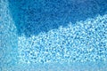 Swimming pool bottom caustics ripple and flow with waves background. Surface of blue swimming pool, background of water. Royalty Free Stock Photo