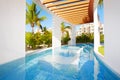 Swimming pool at caribbean resort.