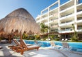 Swimming pool at caribbean resort.